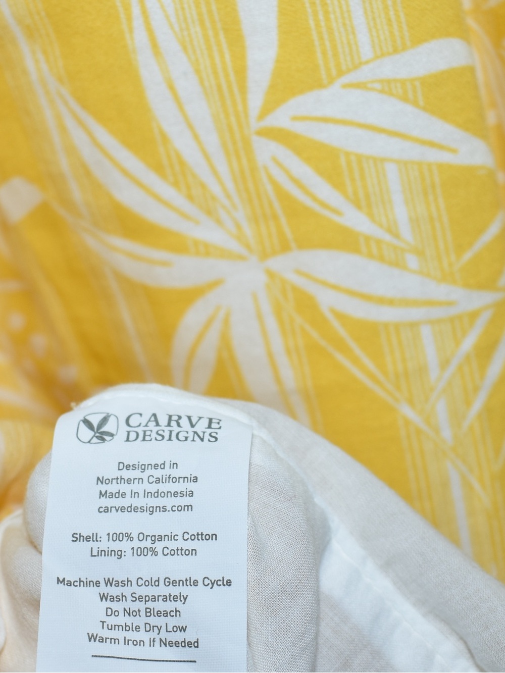 NWT’s 100% Organic Cotton Carve Designs Yellow Tropical Dress Size XL - Picture 5 of 5